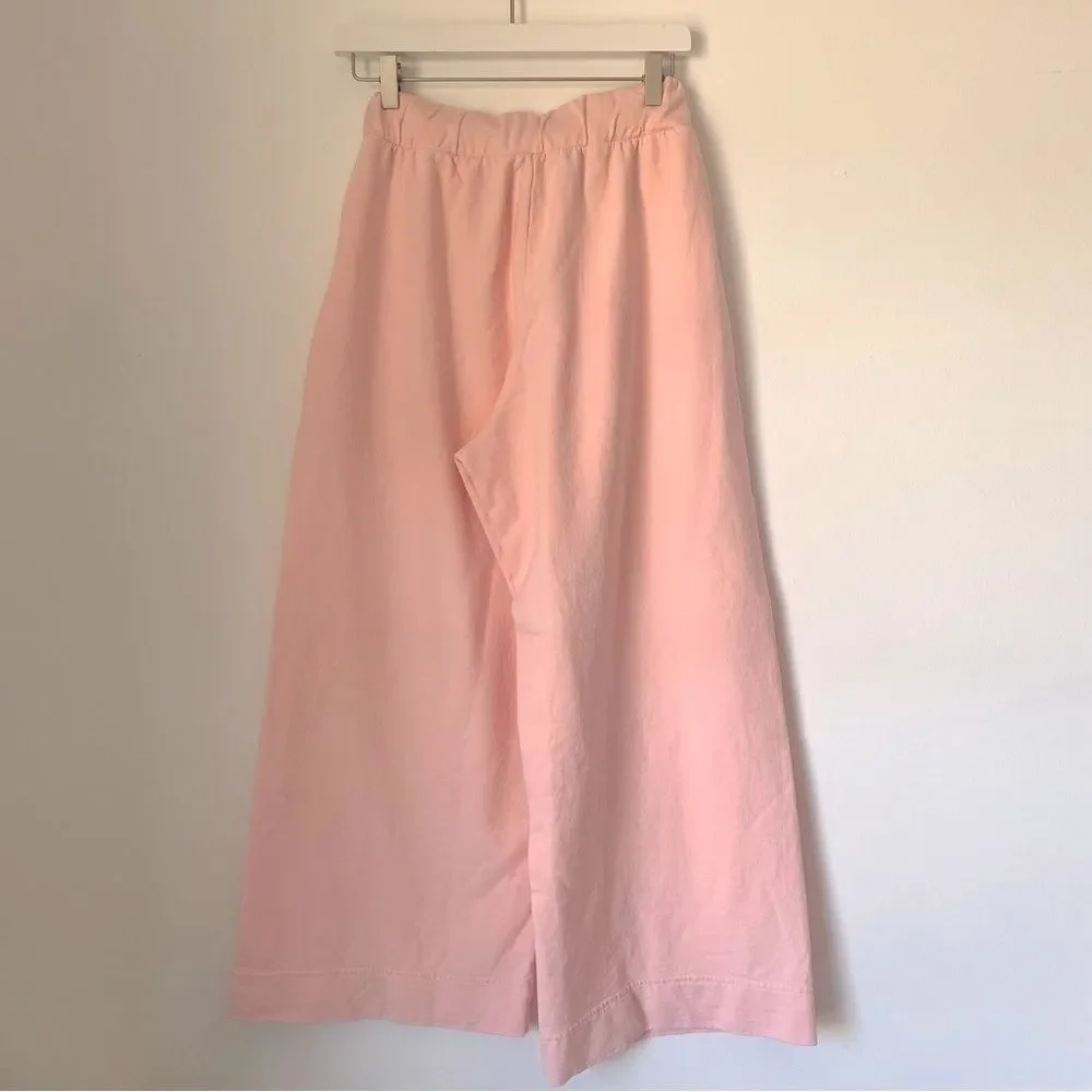 Laszlo Baby Pale Pink Wide Leg Pants and V-neck Tee Lounge Set Large